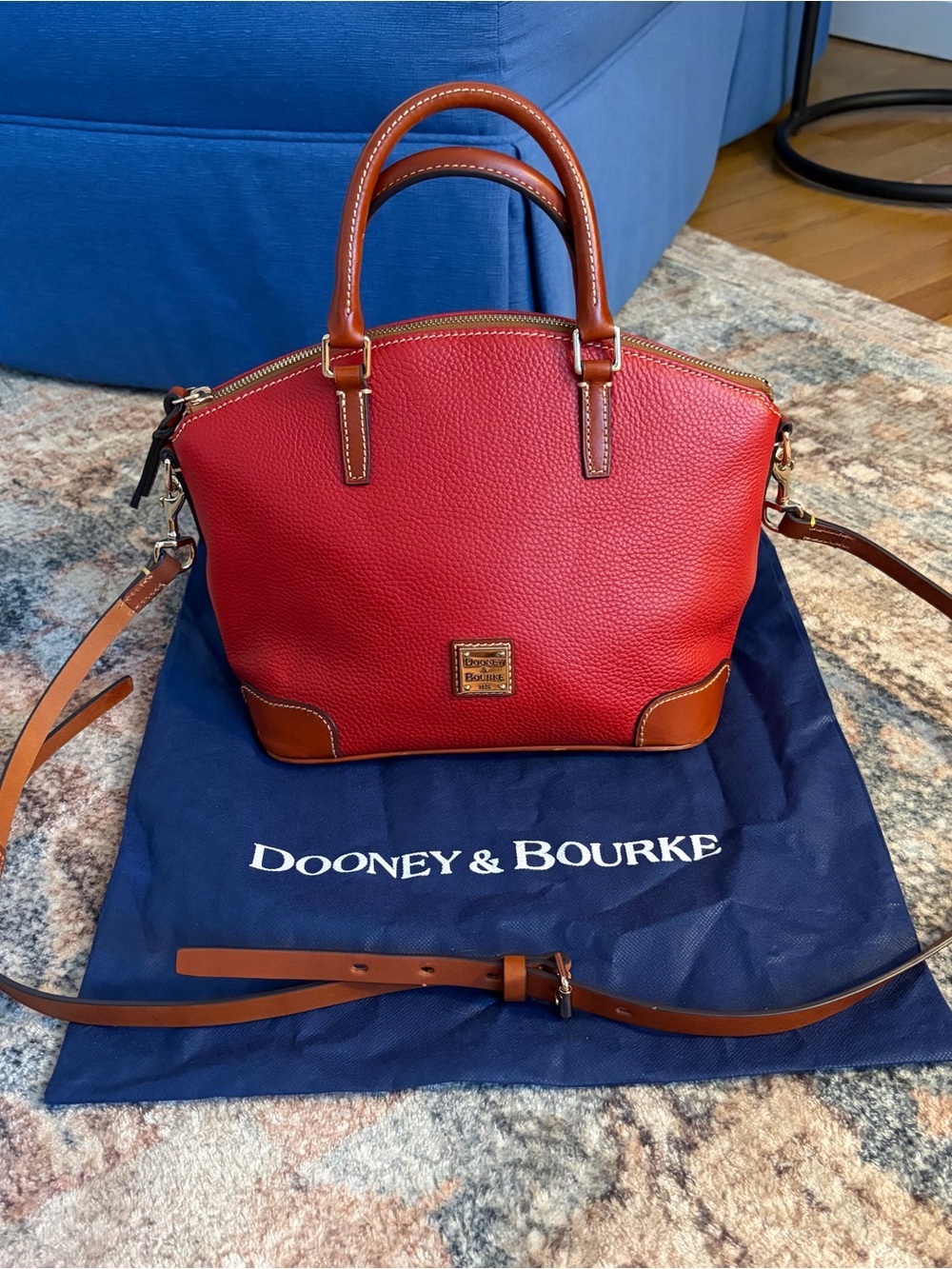 Dooney & Bourke Satchel Pebbled Leather Red Crossbody Bag